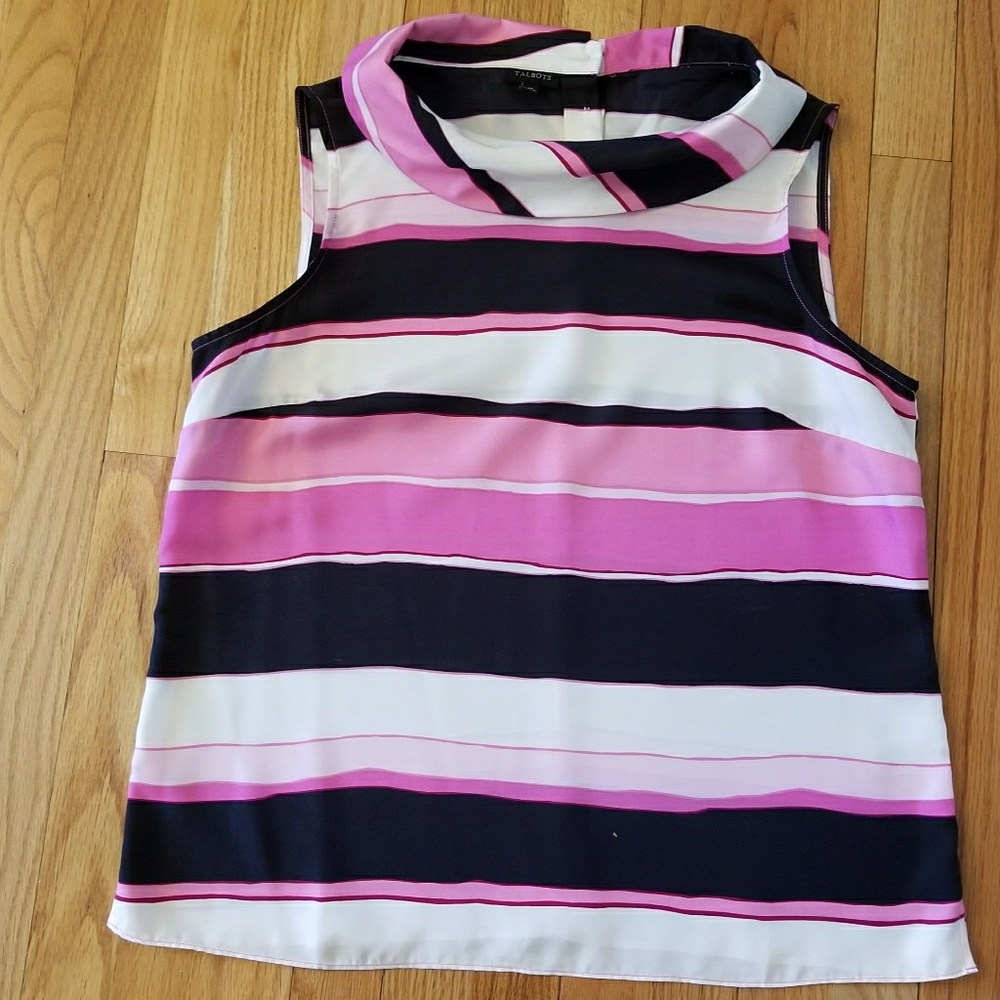 TALBOTS Sz 12 Euc Top Pink stripe